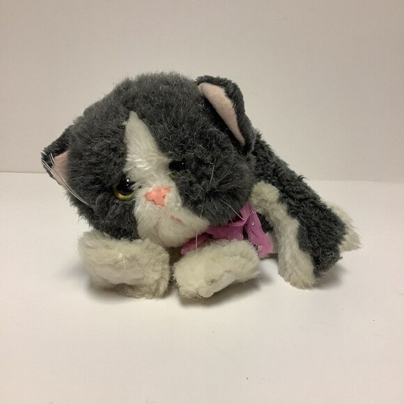 Vintage 1992 Tyco Kitty Kitty Kittens Plush Charcoal Grey & White Purrs READ - Picture 1 of 14